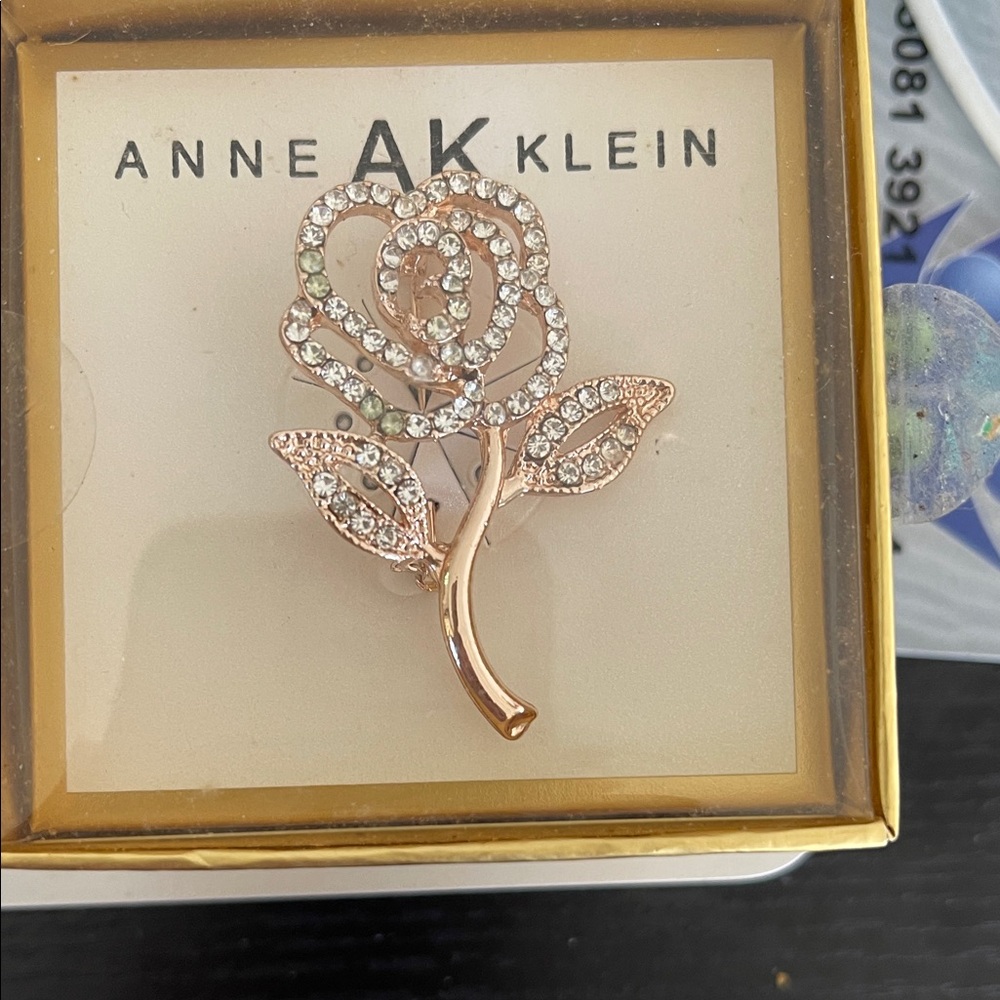 Anne Klein Rose Gold Floral Brooch